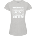 No Music No Life Retro Audio Cassette Womens Petite Cut T-Shirt Sports Grey