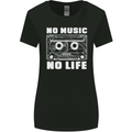 No Music No Life Retro Audio Cassette Womens Wider Cut T-Shirt Black