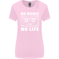 No Music No Life Retro Audio Cassette Womens Wider Cut T-Shirt Light Pink