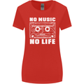 No Music No Life Retro Audio Cassette Womens Wider Cut T-Shirt Red