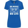 No Music No Life Retro Audio Cassette Womens Wider Cut T-Shirt Royal Blue