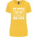 No Music No Life Retro Audio Cassette Womens Wider Cut T-Shirt Yellow