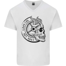 No Pain No Gain Devil Skull Gym Training Mens V-Neck Cotton T-Shirt White