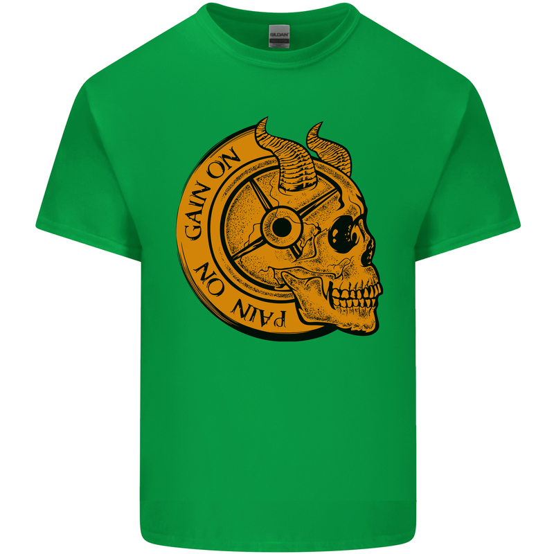 No Pain No Gain Devil Skull Training Gym Kids T-Shirt Childrens Irish Green