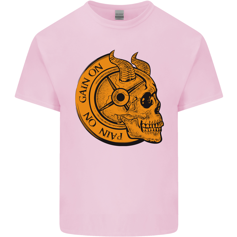 No Pain No Gain Devil Skull Training Gym Kids T-Shirt Childrens Light Pink
