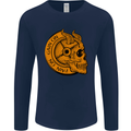 No Pain No Gain Devil Skull Training Gym Mens Long Sleeve T-Shirt Navy Blue