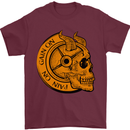 No Pain No Gain Devil Skull Training Gym Mens T-Shirt 100% Cotton Maroon