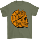 No Pain No Gain Devil Skull Training Gym Mens T-Shirt 100% Cotton Military Green