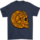 No Pain No Gain Devil Skull Training Gym Mens T-Shirt 100% Cotton Navy Blue