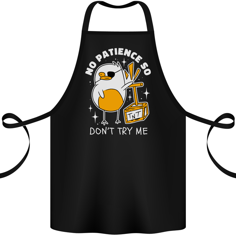 No Patience Anger Management Bird Funny Cotton Apron 100% Organic Black
