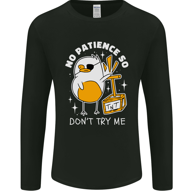 No Patience Anger Management Bird Funny Mens Long Sleeve T-Shirt Black