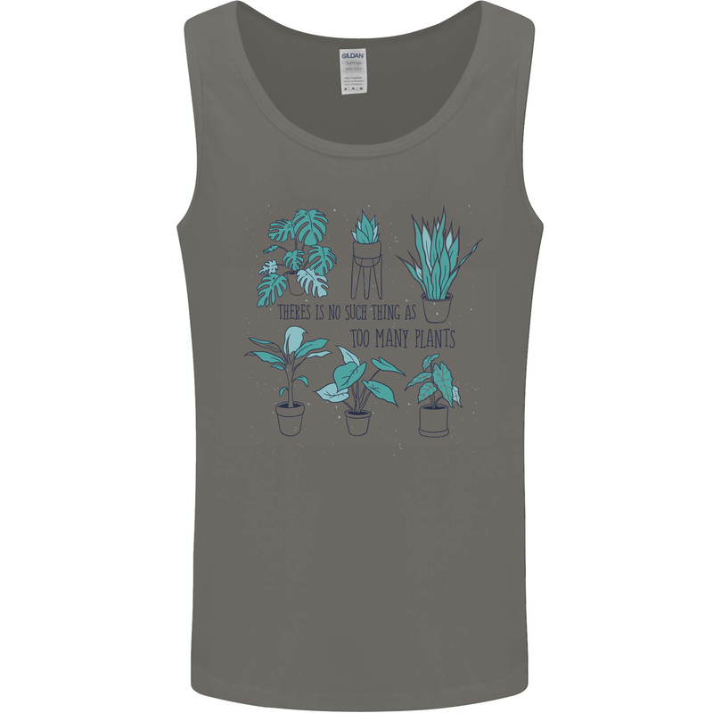 No Such Thing as Too Many Plants Funny Mens Vest Tank Top Charcoal