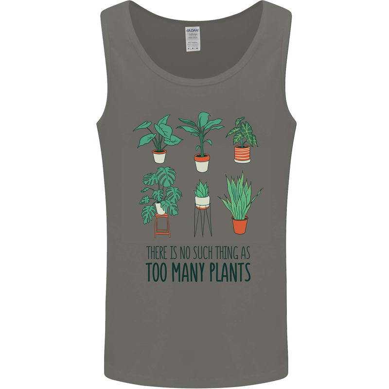 No Such Thing as Too Many Plants Gardening Mens Vest Tank Top Charcoal