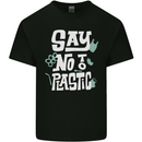 No To Plastic Climate Change Pollution Mens Cotton T-Shirt Tee Top Black