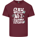 No To Plastic Climate Change Pollution Mens Cotton T-Shirt Tee Top Maroon
