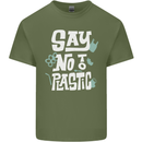 No To Plastic Climate Change Pollution Mens Cotton T-Shirt Tee Top Military Green