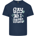 No To Plastic Climate Change Pollution Mens Cotton T-Shirt Tee Top Navy Blue