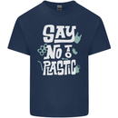 No To Plastic Climate Change Pollution Mens Cotton T-Shirt Tee Top Navy Blue