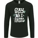 No To Plastic Climate Change Pollution Mens Long Sleeve T-Shirt Black