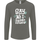 No To Plastic Climate Change Pollution Mens Long Sleeve T-Shirt Charcoal