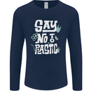 No To Plastic Climate Change Pollution Mens Long Sleeve T-Shirt Navy Blue