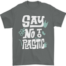 No To Plastic Climate Change Pollution Mens T-Shirt 100% Cotton Charcoal