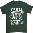 No To Plastic Climate Change Pollution Mens T-Shirt 100% Cotton Forest Green