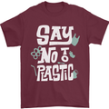 No To Plastic Climate Change Pollution Mens T-Shirt 100% Cotton Maroon