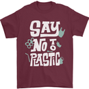 No To Plastic Climate Change Pollution Mens T-Shirt 100% Cotton Maroon