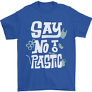 No To Plastic Climate Change Pollution Mens T-Shirt 100% Cotton Royal Blue