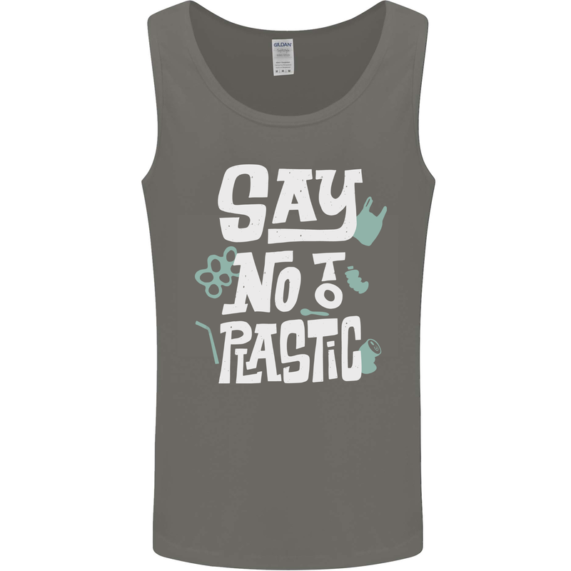 No To Plastic Climate Change Pollution Mens Vest Tank Top Charcoal