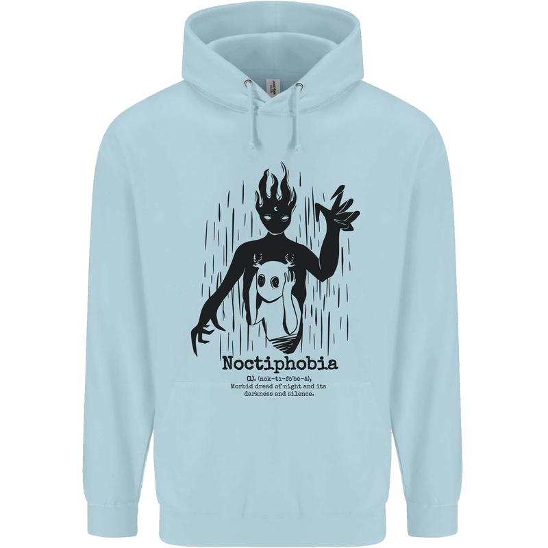 Noctiphobia Phobia of Night Halloween Childrens Kids Hoodie Light Blue