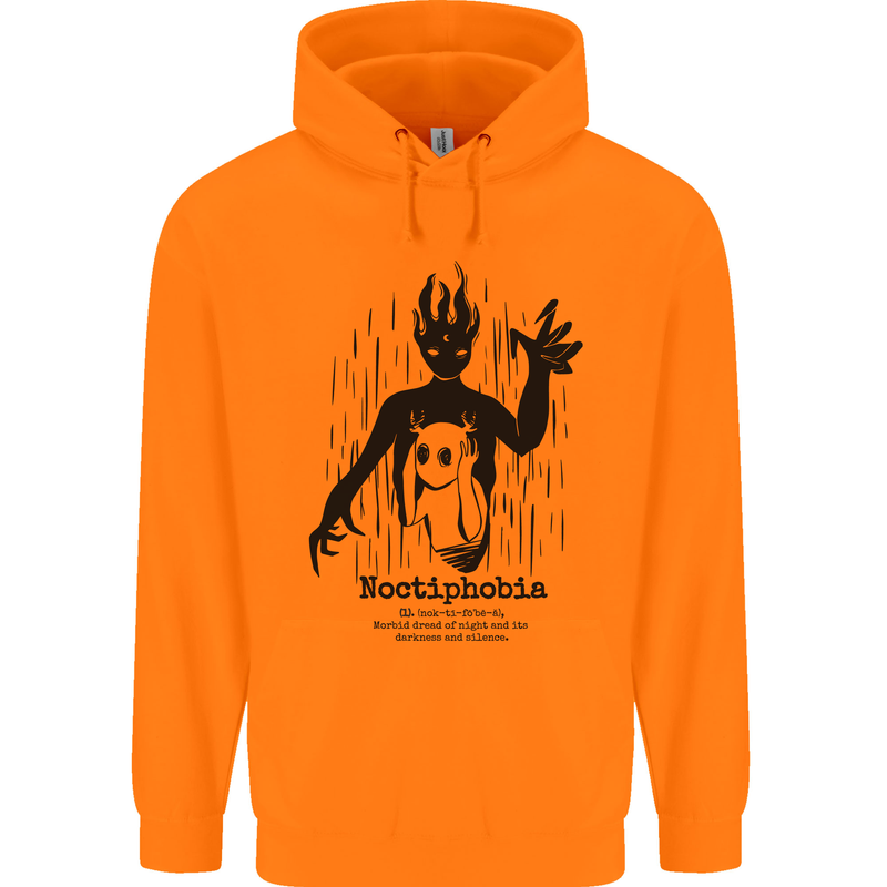 Noctiphobia Phobia of Night Halloween Childrens Kids Hoodie Orange