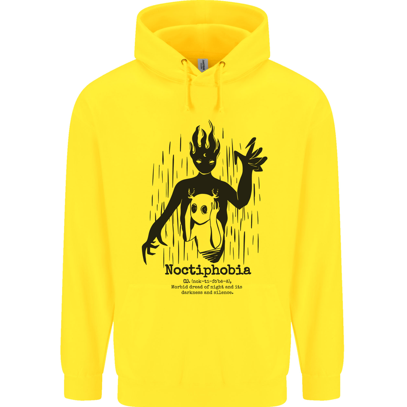 Noctiphobia Phobia of Night Halloween Childrens Kids Hoodie Yellow