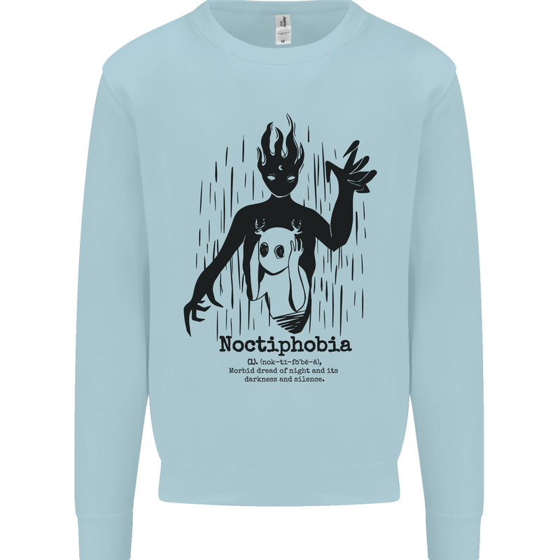 Noctiphobia Phobia of Night Halloween Kids Sweatshirt Jumper Light Blue