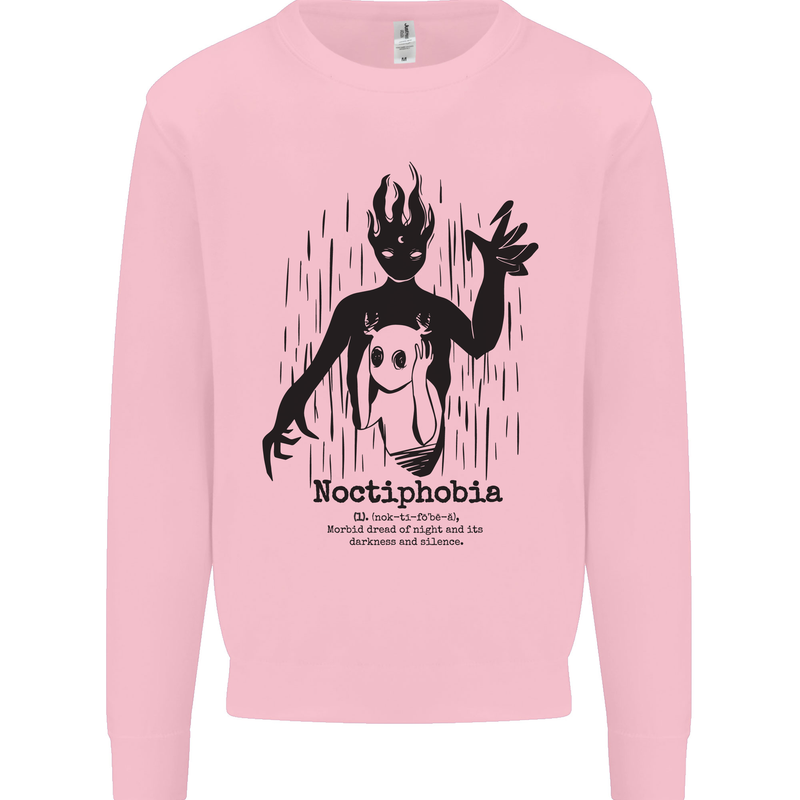 Noctiphobia Phobia of Night Halloween Kids Sweatshirt Jumper Light Pink