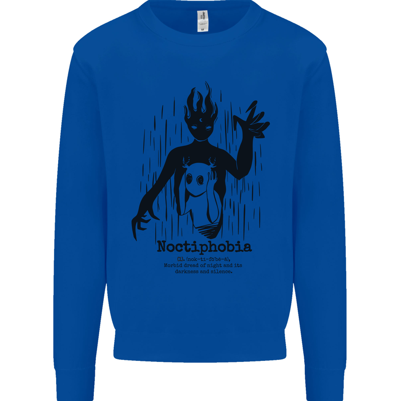 Noctiphobia Phobia of Night Halloween Kids Sweatshirt Jumper Royal Blue