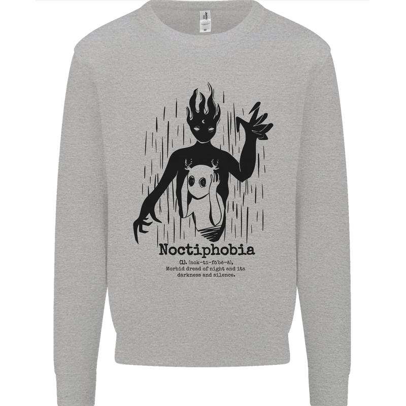 Noctiphobia Phobia of Night Halloween Kids Sweatshirt Jumper Sports Grey