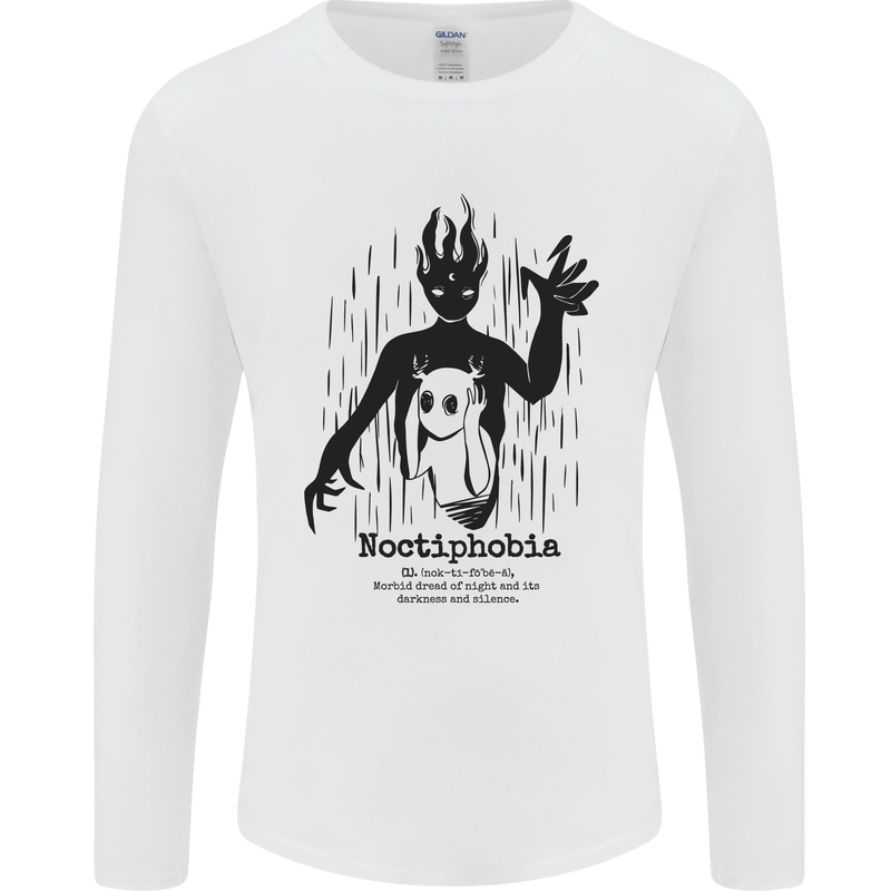Noctiphobia Phobia of Night Halloween Mens Long Sleeve T-Shirt White