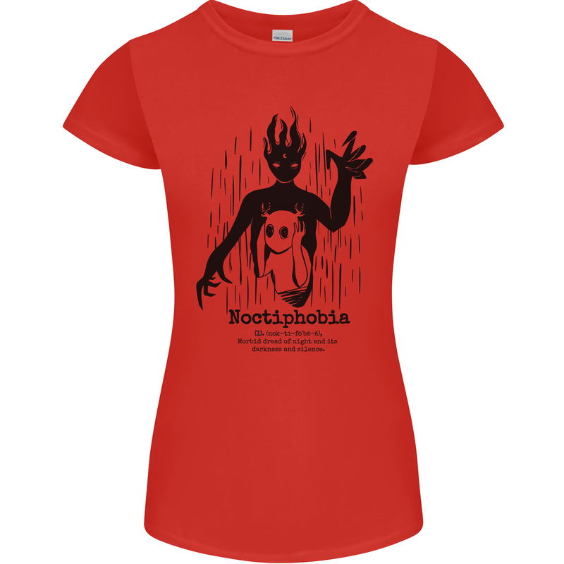 Noctiphobia Phobia of Night Halloween Womens Petite Cut T-Shirt Red