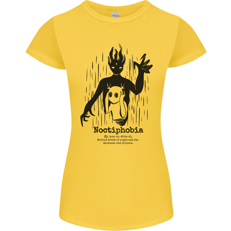 Noctiphobia Phobia of Night Halloween Womens Petite Cut T-Shirt Yellow