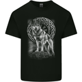 Nordic Wolf Viking Mens Cotton T-Shirt Tee Top Black