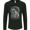 Nordic Wolf Viking Mens Long Sleeve T-Shirt Black