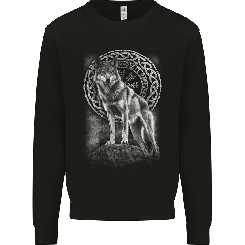 Nordic Wolf Viking Mens Sweatshirt Jumper Black