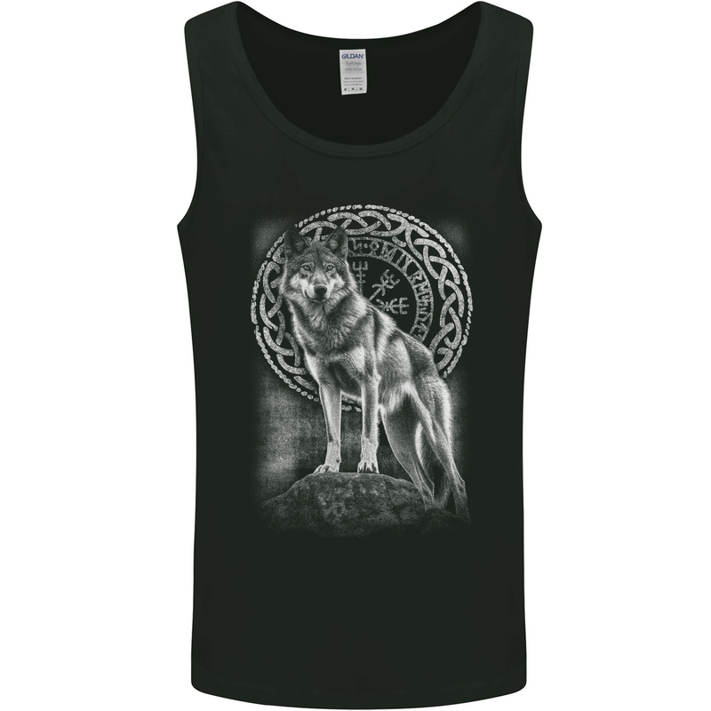 Nordic Wolf Viking Mens Vest Tank Top Black