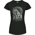 Nordic Wolf Viking Womens Petite Cut T-Shirt Black