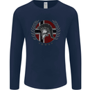 Norway Bodybuilding Flag Gym Training Spartan Mens Long Sleeve T-Shirt Navy Blue