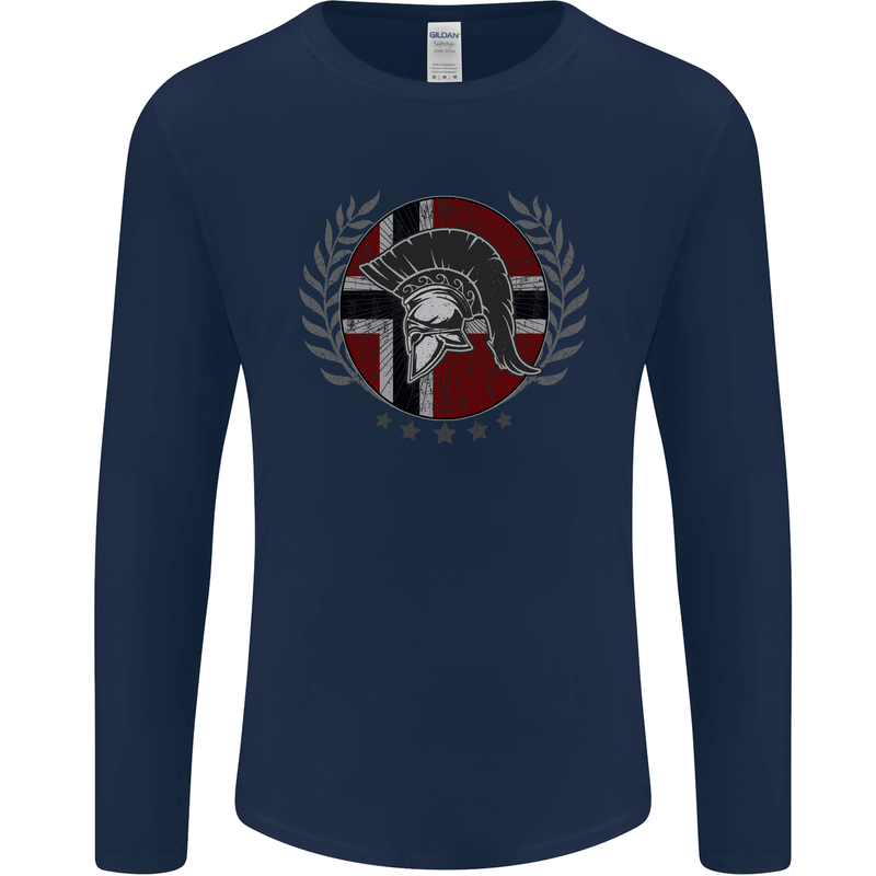Norway Bodybuilding Flag Gym Training Spartan Mens Long Sleeve T-Shirt Navy Blue