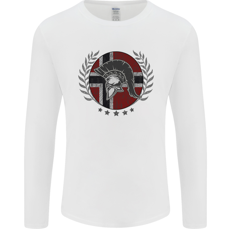 Norway Bodybuilding Flag Gym Training Spartan Mens Long Sleeve T-Shirt White