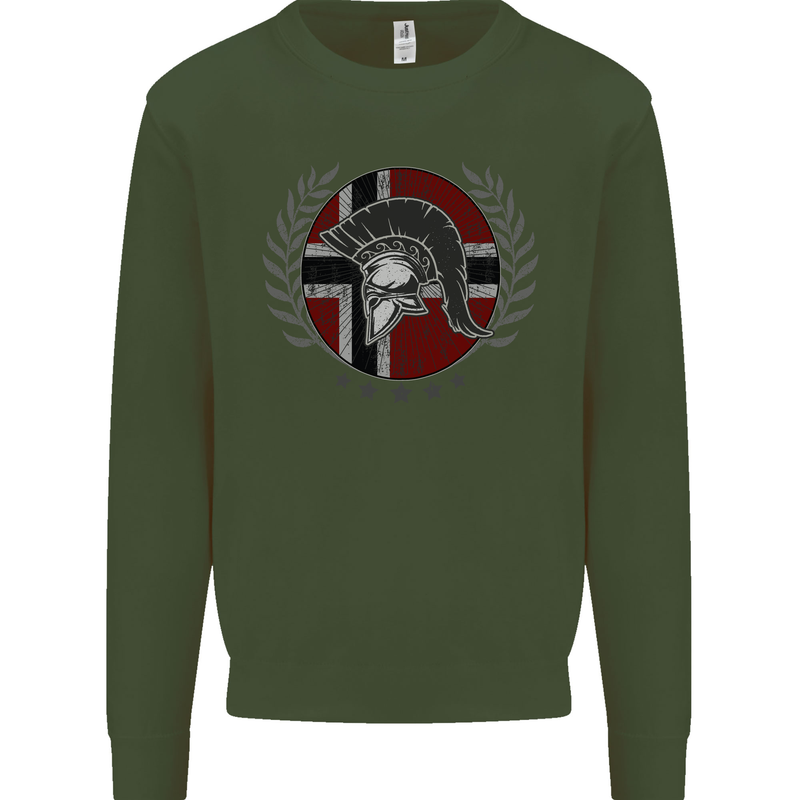 Norway Bodybuilding Flag Gym Training Spartan Mens Sweatshirt Jumper Forest Green